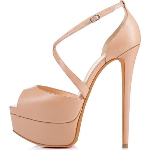 LOSLANDIFEN Women Pumps Nightclub Sandal Ultra Fashion Bride Shoes 14cm Super High Heels Sandals Pump Leather Platform 817-23MA