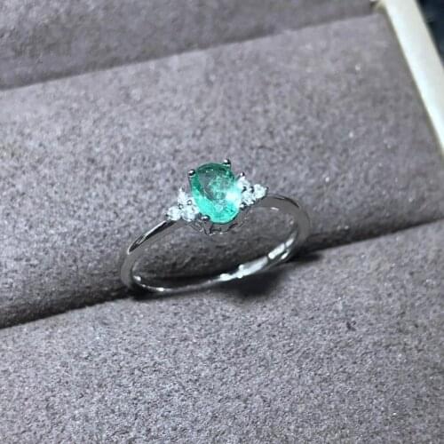 Natural Emerald Gemstone Simple Ring S925 Sterling Silver Fine Fashion Weddings Jewelry for Women Free Shipping MeiBaPJFS