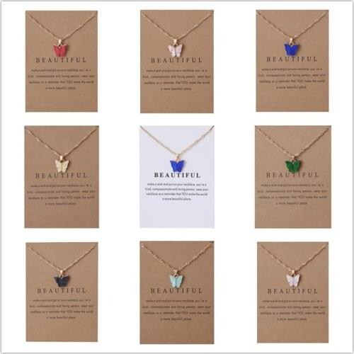 Korean Fashion Cute Butterfly Pendant Necklace for Women Golden Color Statement Necklace Jewelry Gifts Wholesale Dropshipping