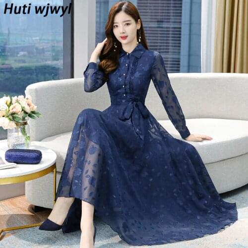 2021 Plus Size Elegant Pink Midi Dress Autumn Winter Vintage Solid Casual Chiffon Maxi Dress Women Bodycon Party Black Vestidos