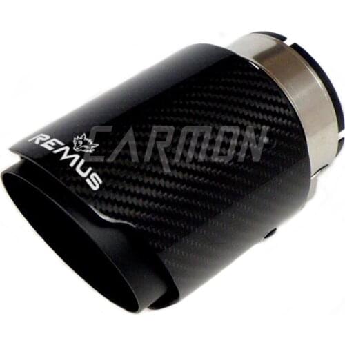 1 piece Straight Edge Remus Sport Glossy Carbon Fiber Exhaust Muffler Tips Matte Black Inner Pipe for Hyundai Mazda