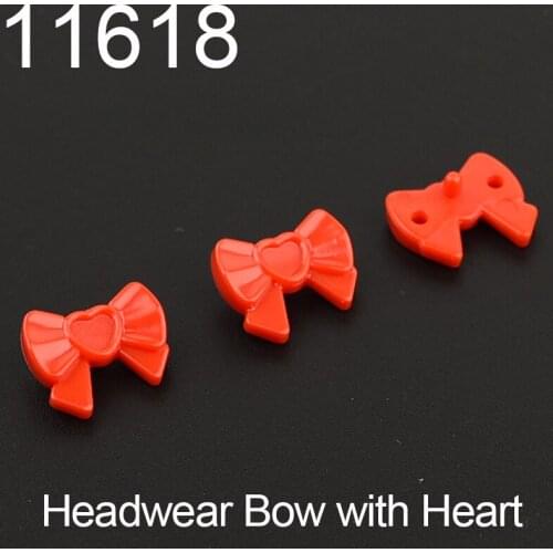 10pcs 11618 Headwear Accessory Bow with Heart, Long Ribbon and Pin High-Tech Building Block Kids Toys MOC DIY Brick Parts Gifts