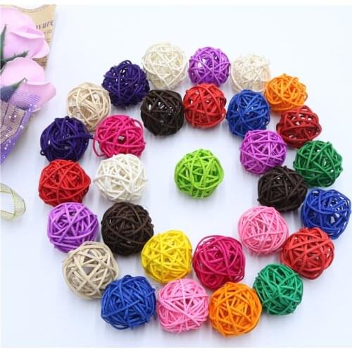 15PCS 4CM Pretty Rattan Ball DIY Sepak Takraw Wooden Ornaments Christmas/Birthday/Wedding Party Decoration Supplies