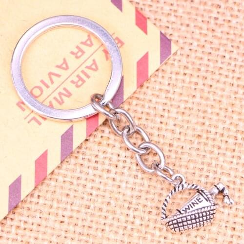 20pcs New Fashion Keychain 19x15mm wine picnic basket Pendants DIY Men Jewelry Car Key Chain Ring Holder Souvenir For Gift