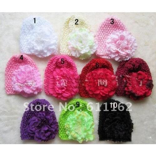 2013 hottest sale 50pcs Korean silk hair cap, bonnet, flower peony + hat 10 color spot