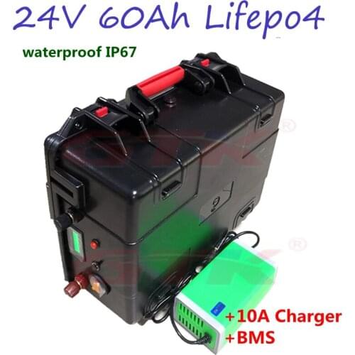 24V 60AH LiFePO4 Battery Pack Super Long life 1500W Electric bike Scooter waterproof case LCD display suitcase + 10A charger