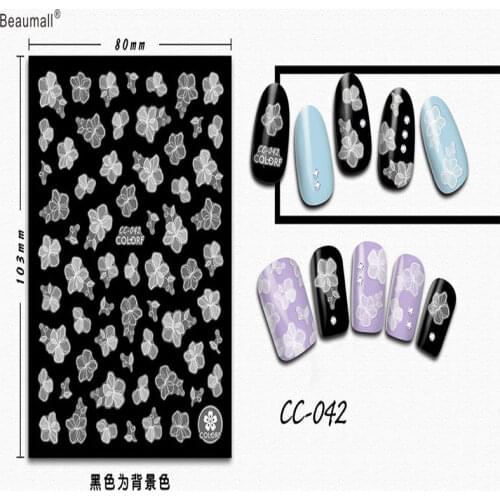 3D Black Nails Art Manicure Back Glue Decal Decorations Nail Sticker For Nails Tips Beauty
