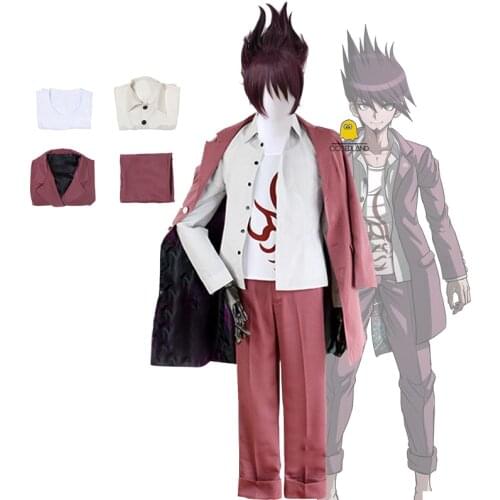 5 PCS Momota Kaito Cosplay Costume Purple Black Wig Danganronpa V3 Killing Harmony Ultimate Astronaut School Boy Uniform Outfit