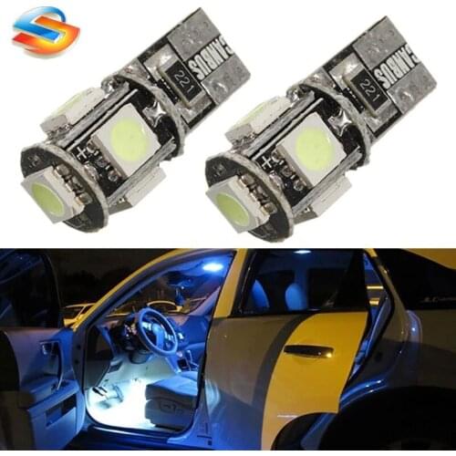 50pcs 5050 5SMD CANbus LED Bulb T10 194 168 2825 W5W For Car Replacement Lights License Plate Lamp Door Reading Interior Lamp