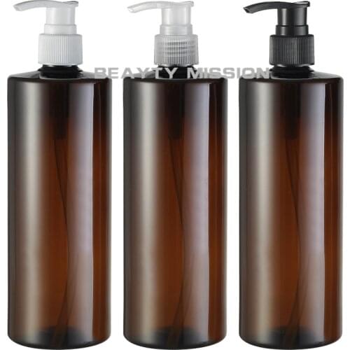 BEAUTY MISSION 12 pcs/lot,500ML Brown PET Lotion Pump Bottle,Plastic Cosmetic Container,Empty Shampoo Sub-bottling