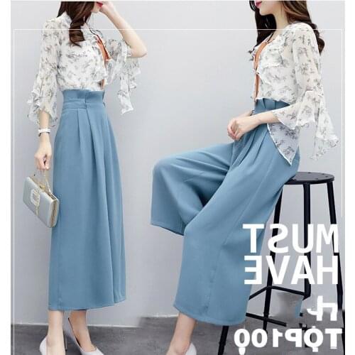 Free ship Wide Leg Pant womens sets ankle-length Pants Loose Split Legs Ladies Pant Summer and Autumn Elegant Style Women Pant