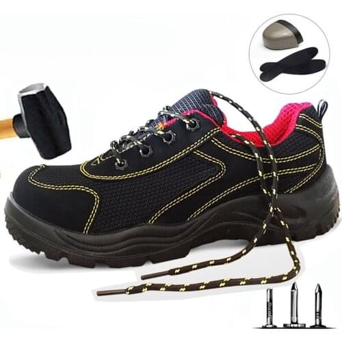 Work Shoes Men Fashion Anti-Smashing Steel Toe Cap Work Boots Men Breathable Men And Women Safety Labor Insurance Shoes Women