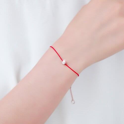 18KGP Rose Gold Color Titanium Steel Red Rope Zircon Bracelet Women Fashion 316L Stainless Steel Jewelry (GB112)