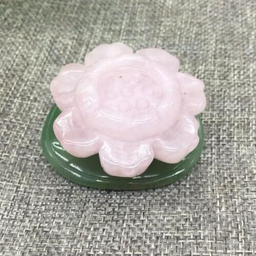 Natural rose quartz Crystal flower handcrafted pink crystal lotus meditation healing Fengshui ornament home decoration