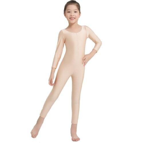 SPEERISE Children Fresh Long Sleeve Unitard Skin Tight Jumpsuit Spandex Full Body Scoop Neck Ballet Costumes for Kids