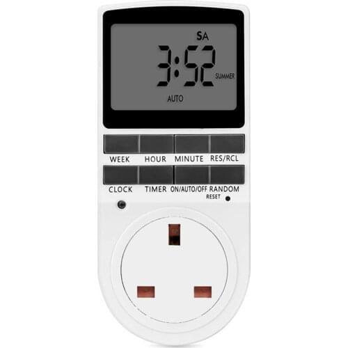12/24 Hours/7 Days Electronic Digital Timer Switch Home Kitchen Timer Outlet Programmable Timing Socket UK Plug