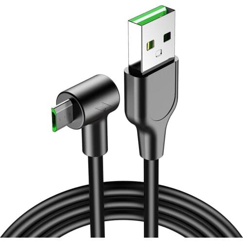 1M Micro USB Cable 90 Degree Elbow 3A Fast Charging Charger Data Cables for Samsung S7 Xiaomi Redmi Mobile Phone USB Cord