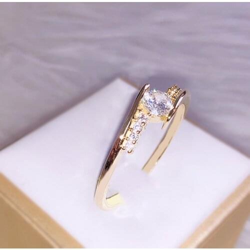 Fine Jewelry Luxury Gold Wedding Bands Rings for Woman 14K Yellow Gold Office Diamond Rings Filled Womens Engagement Couples