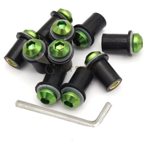 10Ps Motorcycle 5mm Windscreen Windshield Bolts Screw Nut Fastener Kit For KAWASAKI NINJA 250R/300 ZZR 400 versys 650/1000 KX45