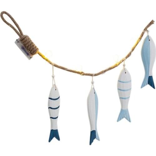 Creative Led 4pcs Fishes String Luminous Mediterranean Marine Style Home Night Light Fish Pendant Personality Decorations