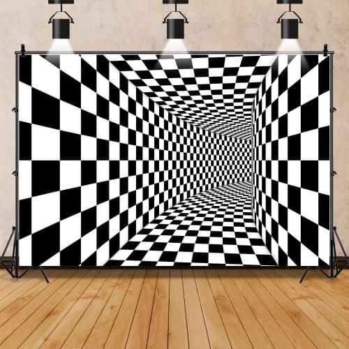 Photography Backdrops Black And White Square Unique 3D Pattern Corridor Baby Pattern Photo Backgrounds Photocall Photo Studio