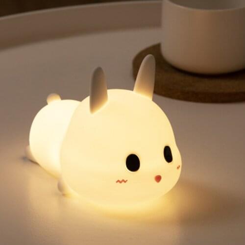 Bunny Lamp Silicone Rabbit Night Light Dimmable USB Rechargeable Childrens Nightlight Sleep Light For Kid Baby Bedside Bedroom