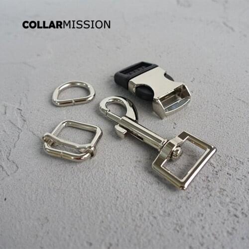 Metal buckle+adjust buckle+D ring+metal dog clasp/set) DIY dog collar 20mm webbing sewing accessory handmade pet leash straps