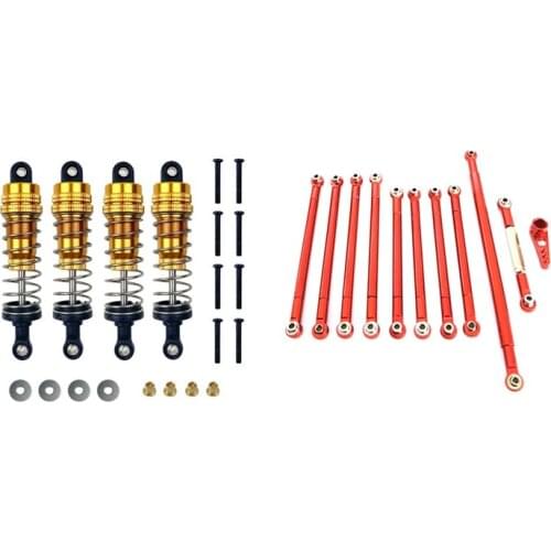 For MN86K MN86KS MN86 MN86S MN G500 Metal Shock Absorber Damper ,Yellow & Metal Pull Rod Steering Servo Link Rod,Red