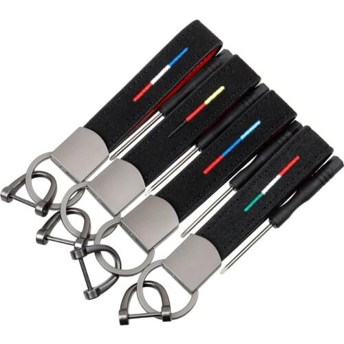 Fashion Horseshoe Buckle Keyring Embroidered Suede Leather Rope Leather Keychain Luxury Leather Key Chain Car Key Ring Llaveros