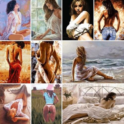 Sexy Oil Painting By Numbers Woman Set Acrylic Paint For Adults DIY Craft Kits Picture Drawing Coloring By Numbers Decor Art