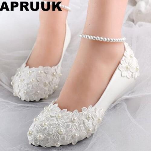 Low wedges heels womens summer spring wedding shoes ivory lace flower ankle bracelet sexy bridal brides bridesmaid shoe XNA 257