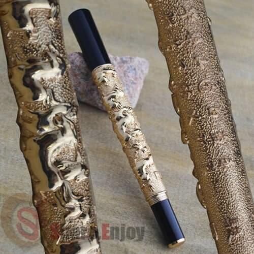 JINHAO GOLDEN XUEBEIHONG THE EIGHT HORSE MEDIUM NIB FOUNTAIN PEN