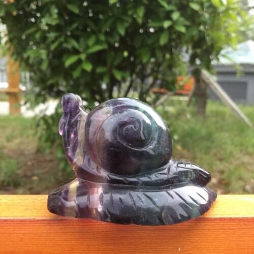 2" Natural Fluorite Snai Pendant Fairy Marriage Friendship Man And Woman Necklace Nine-Tailed Crystal Ornaments Gifts