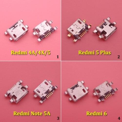 10pcs Micro USB connector 5pin USB jack socket female charging port for Xiaomi Redmi 4A 4X 5 plus 5plus 6 Note 5A