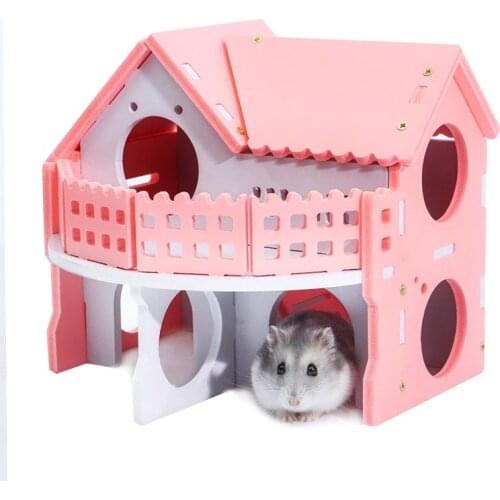 Cute Hamster House Cages Funny Hamster Nest Loft Double-Deck Ladder small Pet Castle Climb Toys Villa House mx9171041
