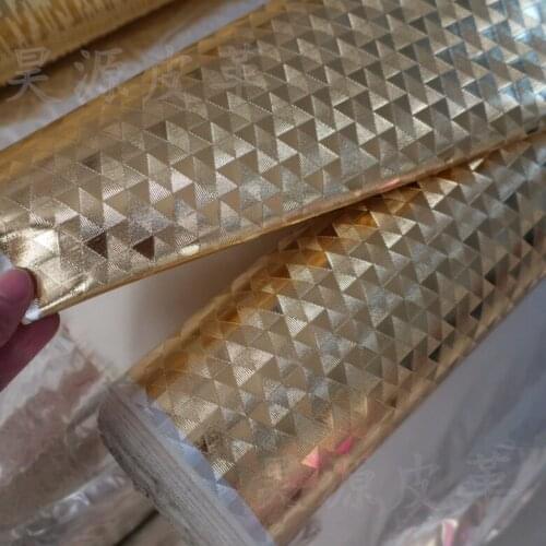 Synthetic PU Metal Triangular embossed metallic decorative leather material