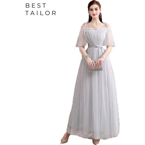 Fairy Bridesmaid Dresses 2021 Tulle Long Formal Wedding Guest Gowns A-Line vestidos de fiesta de noche Lace Maid of Honor Gown