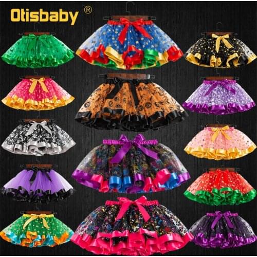 2 - 12 Years Halloween Dot Tulle Tutu Skirt Christmas Teenage Clothes Skirts for Girls Dance Birthday Party Prom Shining Dress