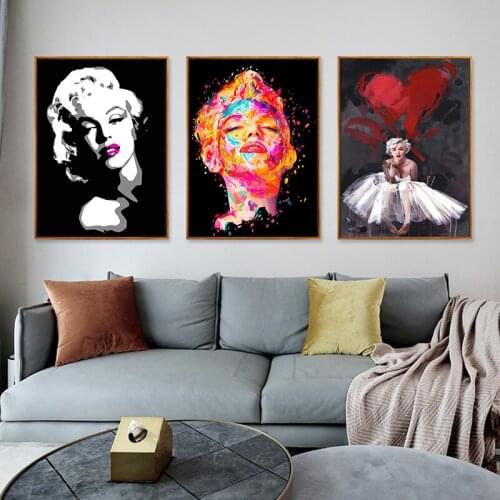 Vintage Poster Movie Star Monroe Canvas Oil Painting Modern Wall Decor Art Graffiti Canvas Prints Wall Pictures for Living Room