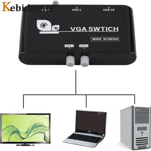 High Quality Mini 2 Port VGA Selector Box Multiple Inputs VGA/SVGA Manual Sharing Selector Switch Switcher Box For LCD PC Laptop