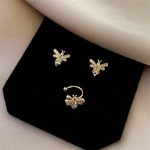 Zeojrlly Animal Metal Fashion Women Trendy Stud Earrings Three Piece Set Of Simple Small Bee Earrings New 2020 Jewelry