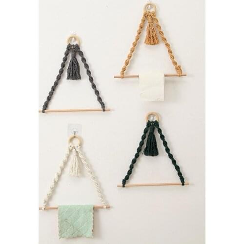 1Pcs Bathroom Accessories Woven Paper Towel Holder Toilet Paper Holder Cabinet Paper Roll Shelf Paper Towel Storage Rack Boho