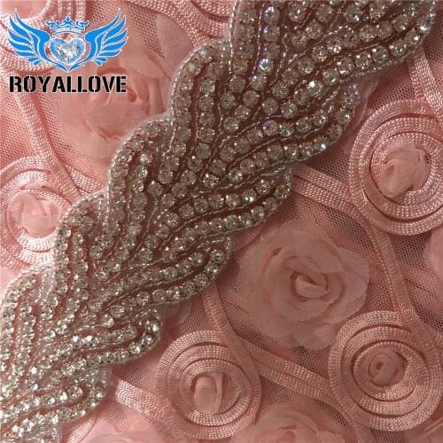 10 Yards Beaded Ornaments Lace Crystal Material Decorative Rose Gold Rhinestone Trimming for Wedding Clothing Sash DIY Trim