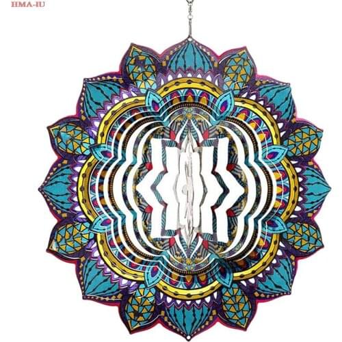 3D 12 Inch Metal Wind Chime Rotating Wind Spinner Garden Balcony Yard Decoration