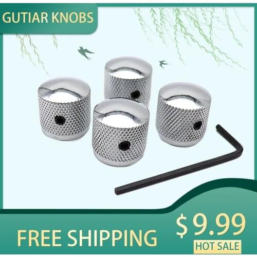 4Pcs Guitar Knobs Metal Potentiometer Dome Knob Control Knob Volume Audio Electric Guitar Bass Screw Type For LP SG EPI Guitar