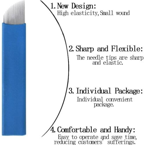 50 Pcs 0.2mm Diameter 18 Needle Micro Blade Eyebrow Microblading Tattoo Needles Permanent Makeup Manual Eyebrow Tattoo Needles