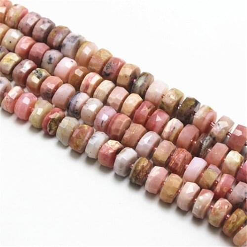 7x12mm Natural Opal Hand Cut Rondelle Faceted Loose Beads 15.5" Strand