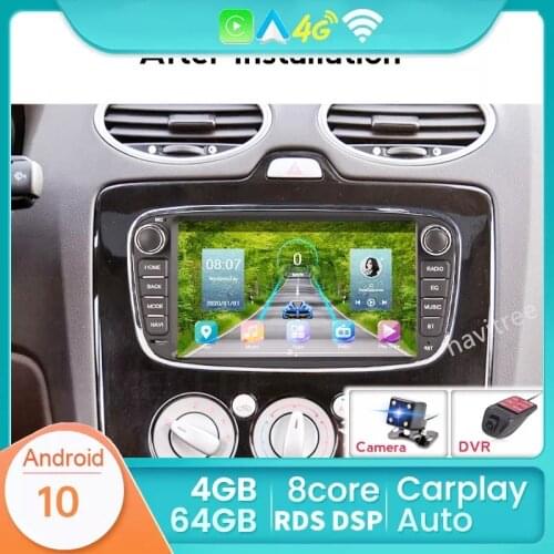 Android GPS Car Radio 2 Din Car Multimedia Player 7'' Audio DVD Player For Ford/Focus/S-Max/Mondeo 9/GalaxyC-Max Steering Wheel
