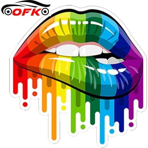 Personality Auto Aufkleber Mund/Lippen Rainbow/Regenbogen Car Sticker Gay Pride LGBT Sunscreen waterproof PVC,13cm*13cm