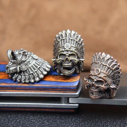 Paracord Beads For Jewelry Making Supplies Brass African Tribal Chief Pharaoh Skull Spacer Bead DIY Bracelets Gifts Accessories